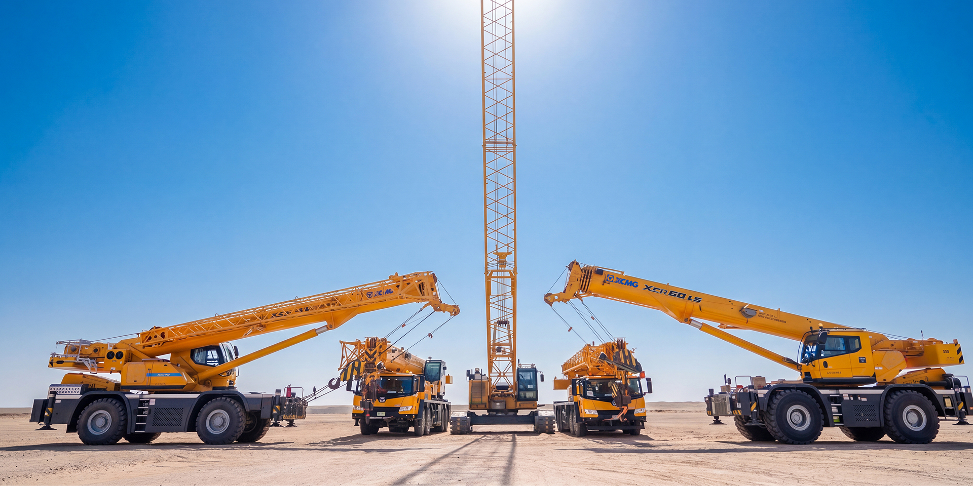 XCMG cranes working on a large project site