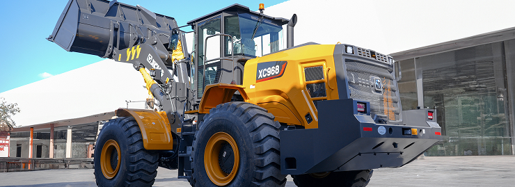 Wheel loader at a construction site