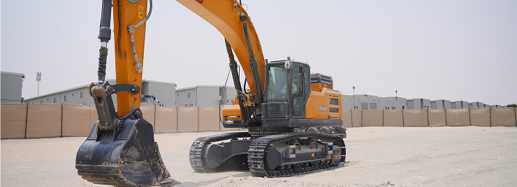 Crawler excavator on an infrastructure project